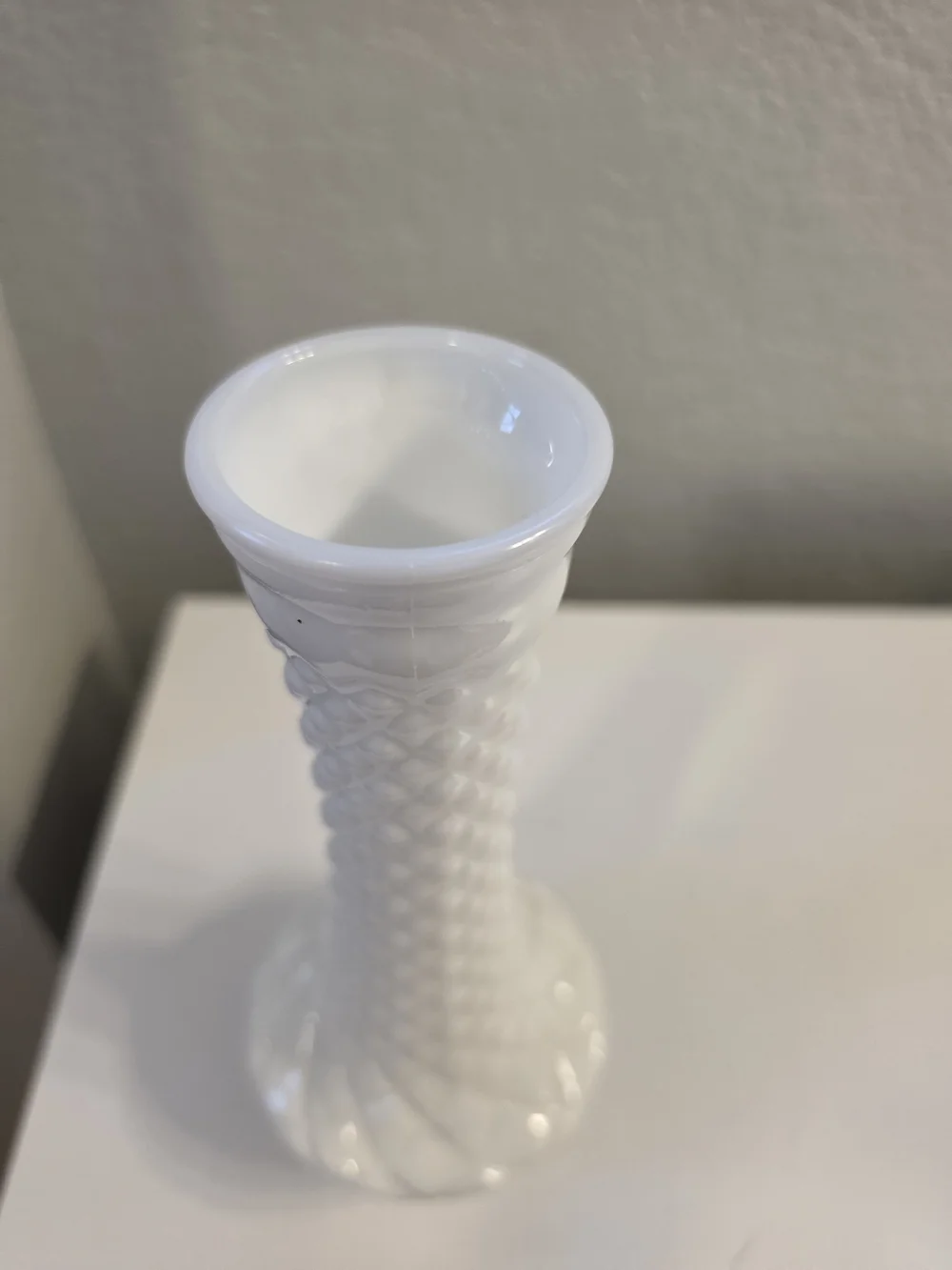 White Milk Glass Textured Glass Bud Vase - Unbranded